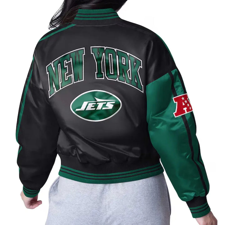Green and black Jets cropped jacket for men and women

