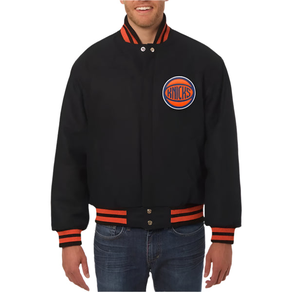 Shop NY Knicks Black Wool Varsity Jacket