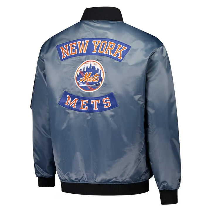 Charcoal satin Mets jacket for men and women

