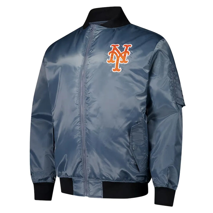 New York Mets charcoal bomber jacket full zip unisex
