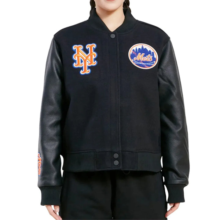 New York Mets black varsity jacket

