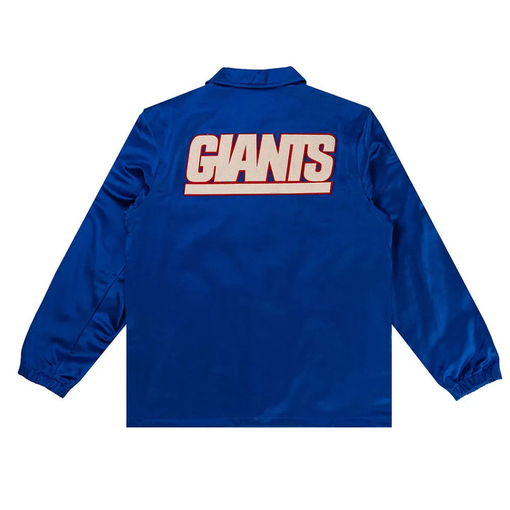 Blue jacket with 'GIANTS' text on the back against a white background in USA