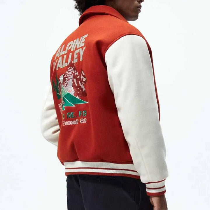 All Day Ski 80 varsity jacket close-up in France style