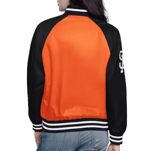 Orange black baseball jacket with San Francisco Giants logo in USA