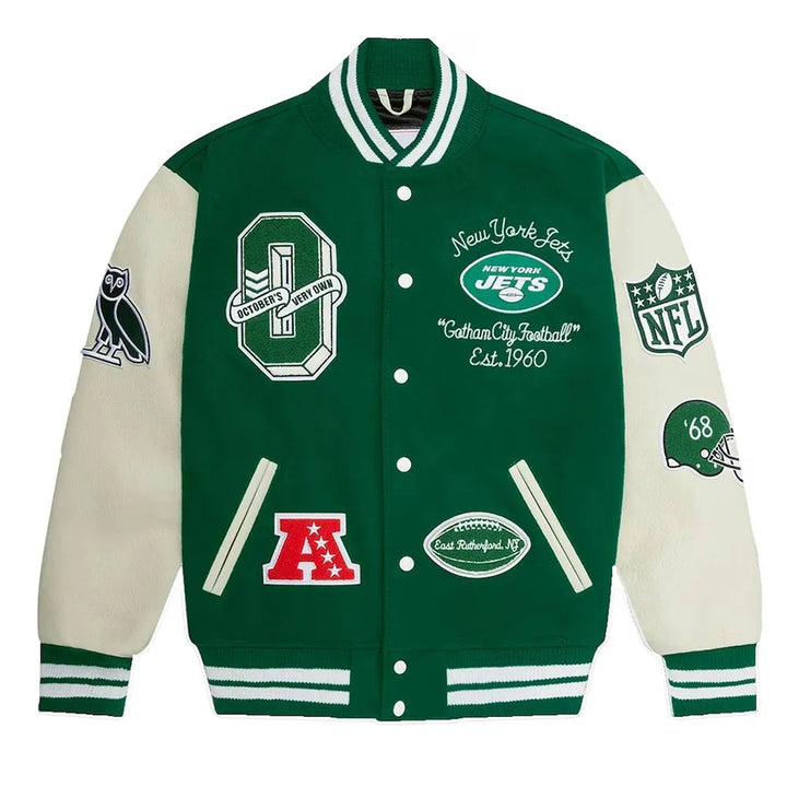 New York Jets green and white varsity jacket

