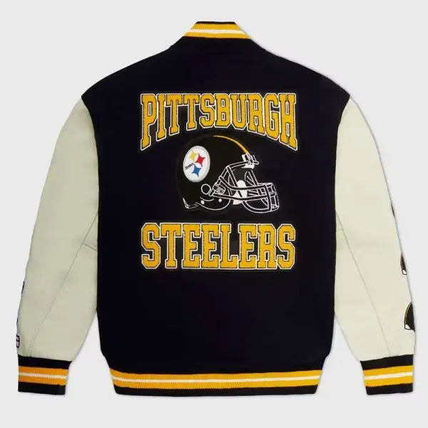 White and blue Steelers OVO varsity jacket

