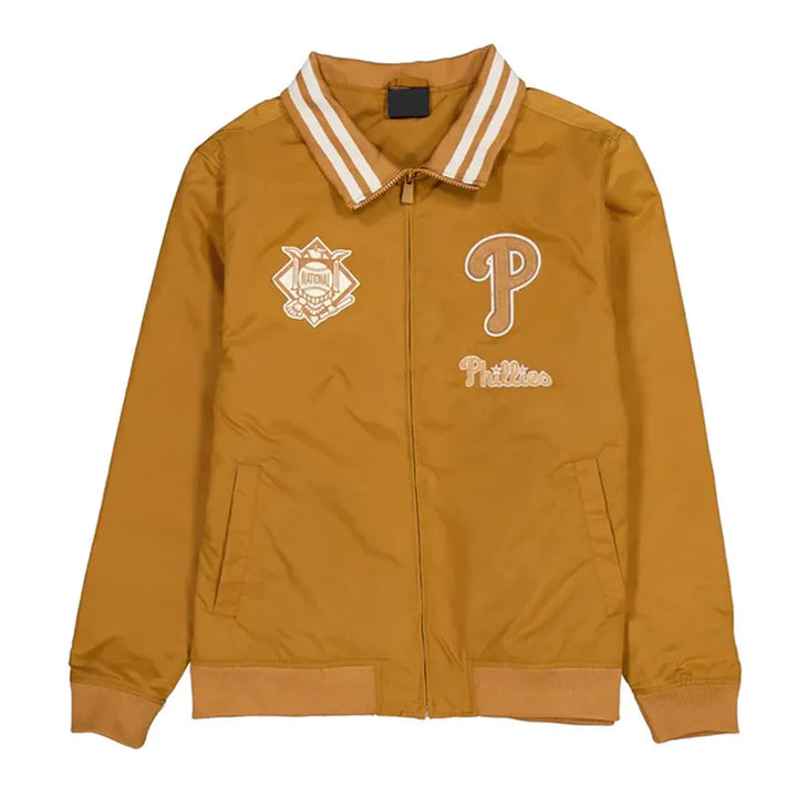 Philadelphia Phillies light bronze logo select jacket front view in USA