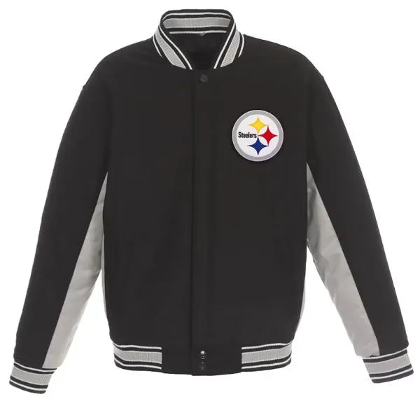 NFL varsity jacket in black and gray

