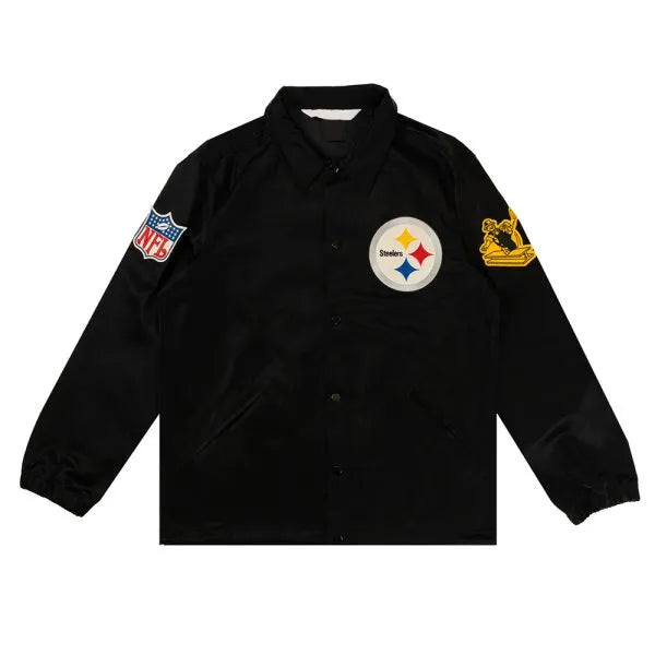 Pittsburgh Steelers black satin windbreaker jacket

