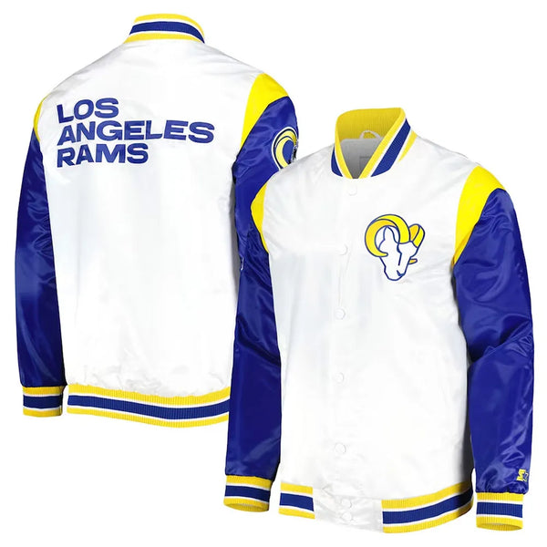 NFL Los Angeles Rams White Satin Jacket Men and Women