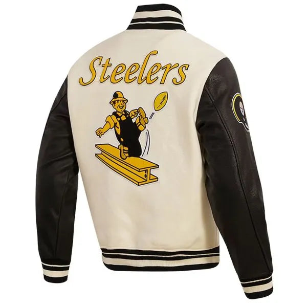 Leather-sleeved Steelers varsity jacket

