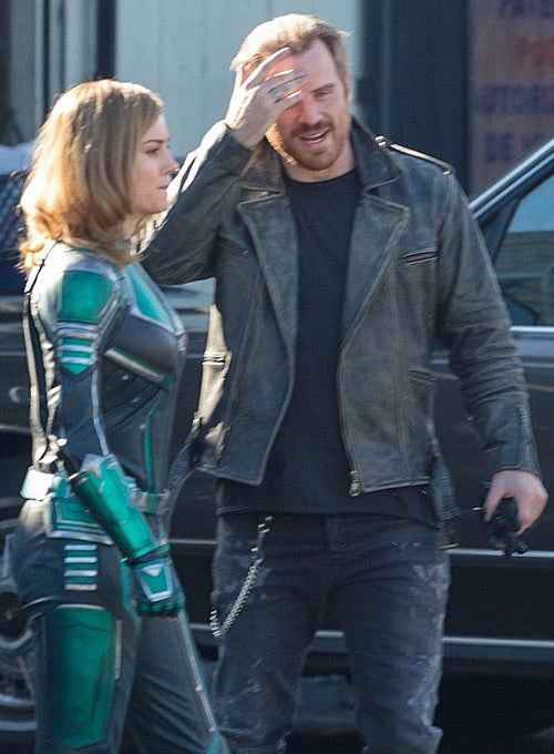 Movie-style leather jacket worn by Robert Kazinsky

