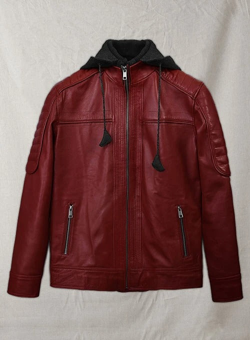 Elegant rodeo hooded leather jacket in USA