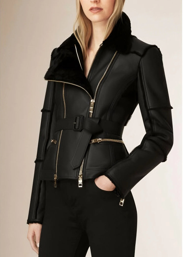 Black leather jacket for women in USA