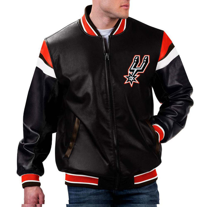 San Antonio Spurs NBA Team Leather Jacket by TJS in France style