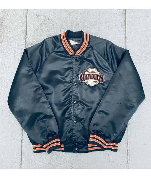 1990’s San Francisco Giants navy satin bomber jacket in USA