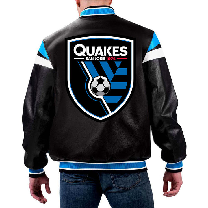 MLS San Jose Earthquakes leather jacket front view in USA