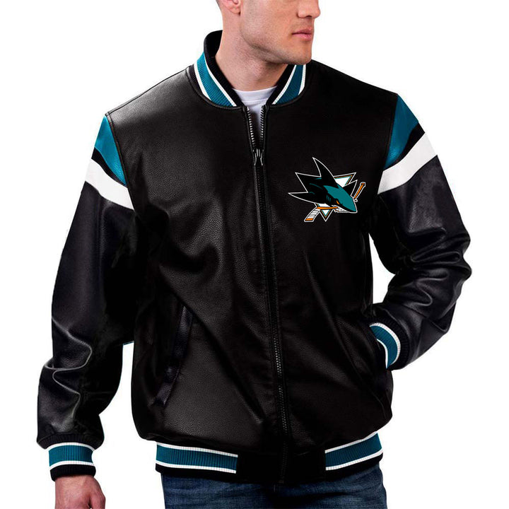 TJS NHL San Jose Sharks Leather Jacket in France style