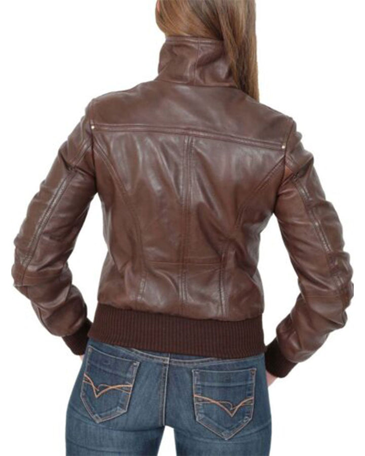 Classic Bomber Real Leather Jacket for Women by TJS in United state market