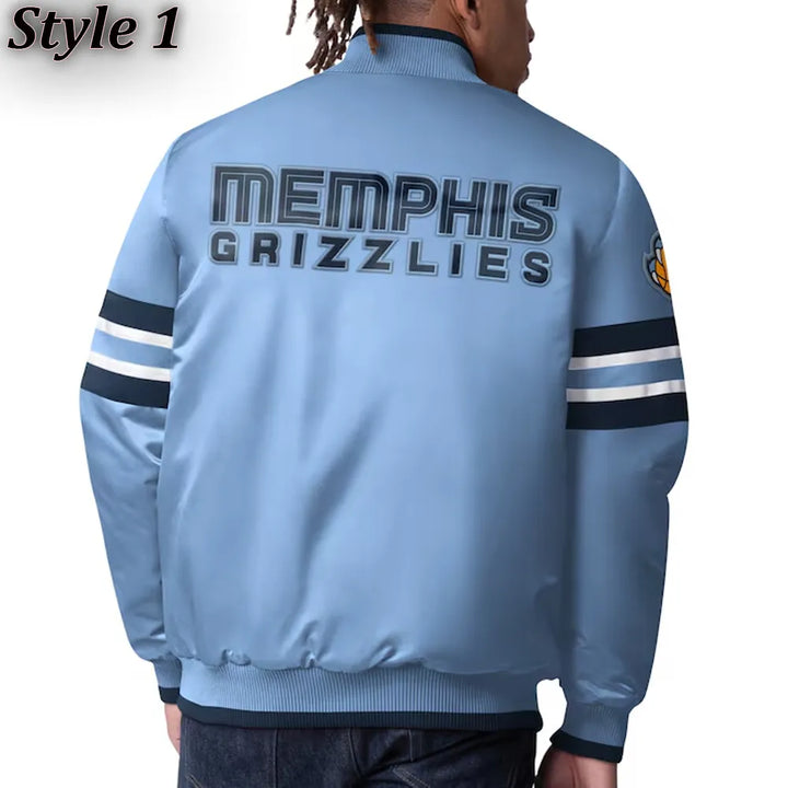 Back View NBA Memphis Grizzlies Satin Jacket Men and Women