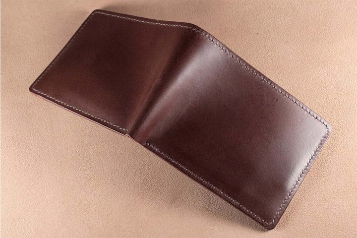 Coffee brown leather wallet in France style