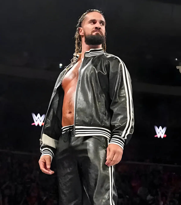 WWE Seth Rollins Schwarze stilvolle Lederjacke von TJS