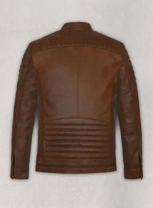 Front View of Men's Spanish Brown Andrew Tate Leather Jacket in France style