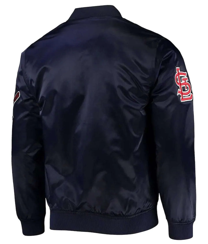 Navy blue satin Cardinals baseball jacket in American Style
