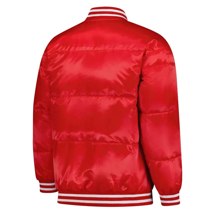 unisex satin red puffer jacket st louis cardinals

