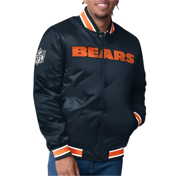 Chicago Bears Closer Navy Satin Jacket