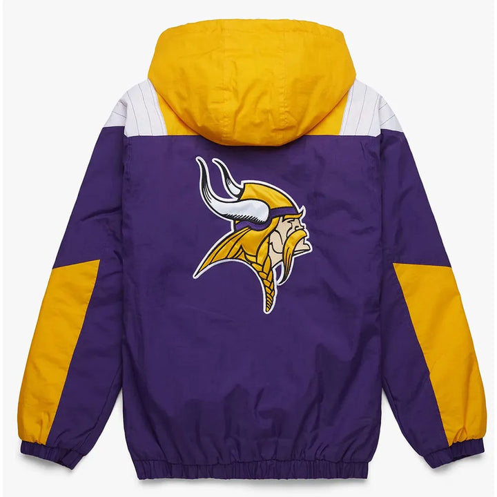 Hooded Minnesota Vikings polyester jacket with zipper closure

