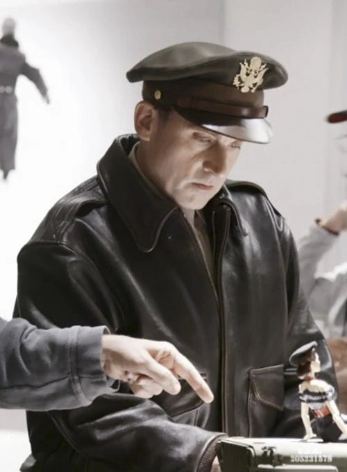 Movie-inspired leather bomber jacket

