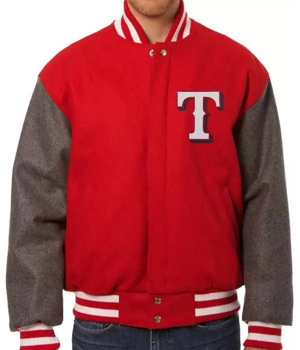 Varsity Texas Rangers Gray and Red Wool Jacket in USA