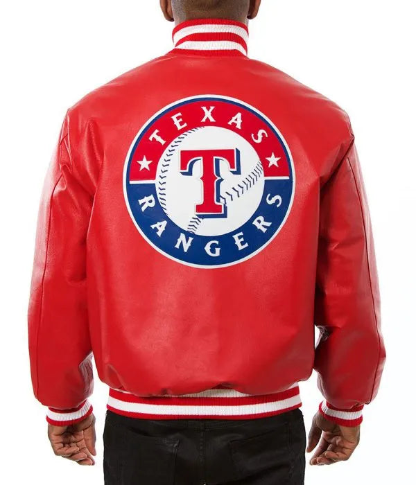 Texas Rangers Red Letterman Leather Jacket in UK