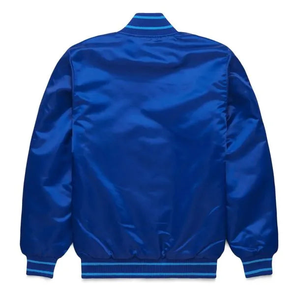 Blue satin jacket on a white background