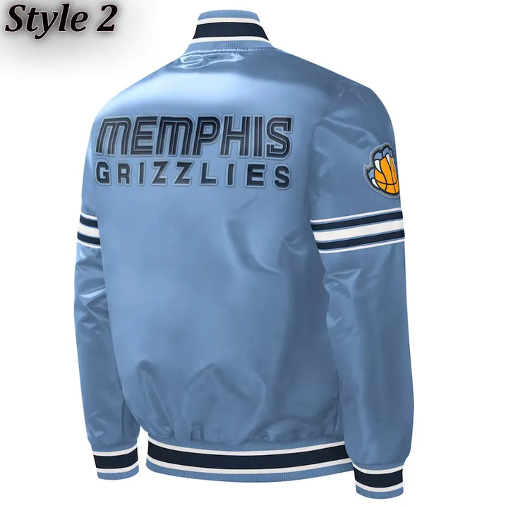 Back View NBA Memphis Grizzlies Satin Jacket Men and Women