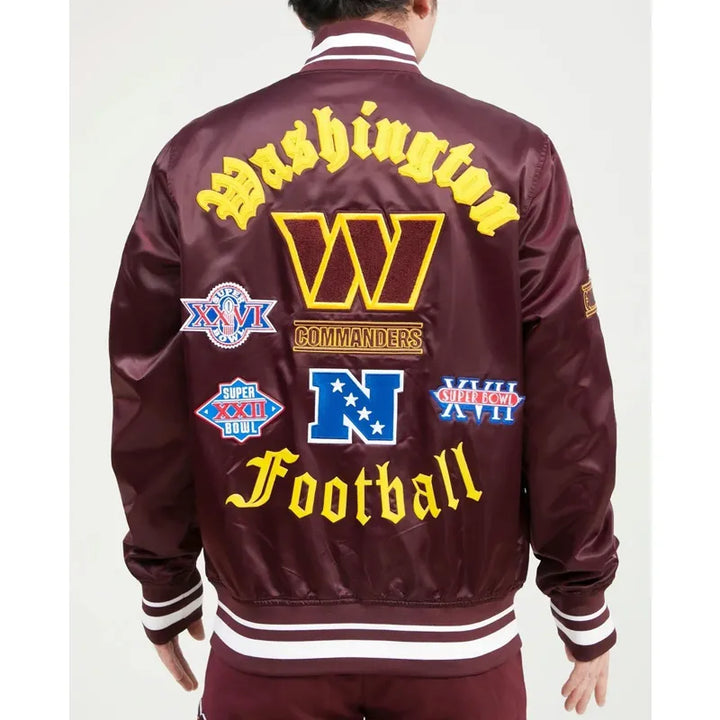 Maroon Commanders jacket with vintage patches

