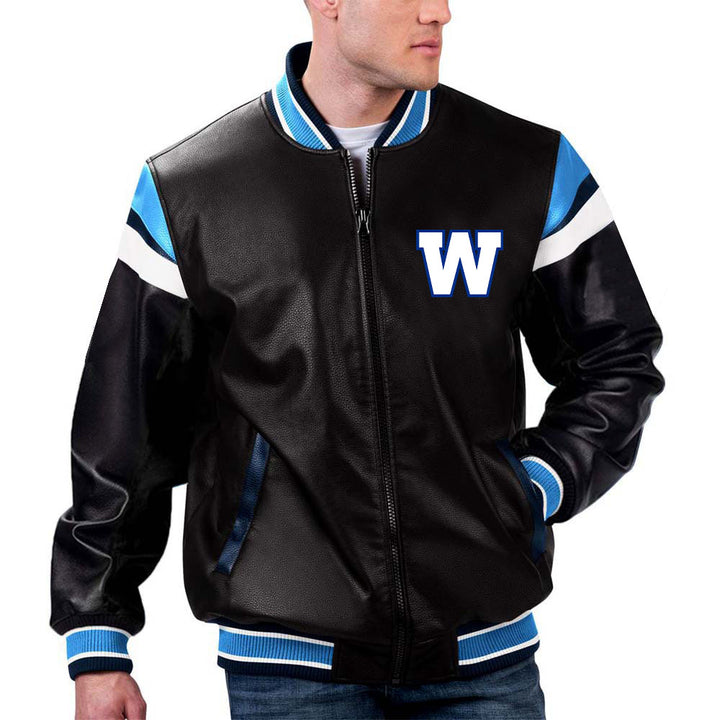 TJS CFL Winnipeg Blue Bombers Varsity Jacket in France style