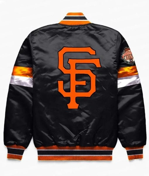 Black and orange Giants baseball fan jacket in USA