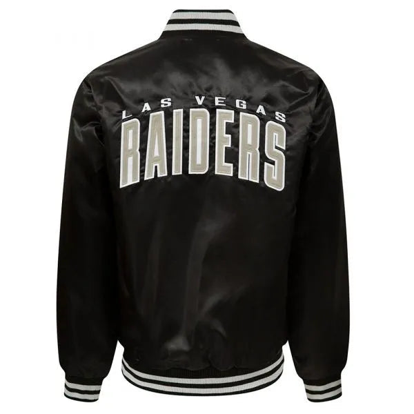 Wordmark Raiders bomber jacket front view in USA