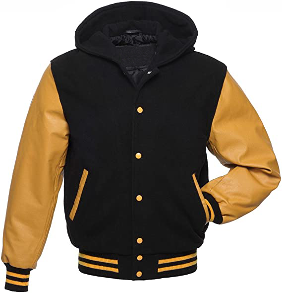 Men's Hooded Custom Varsity Letterman Bomber Jacket in American style