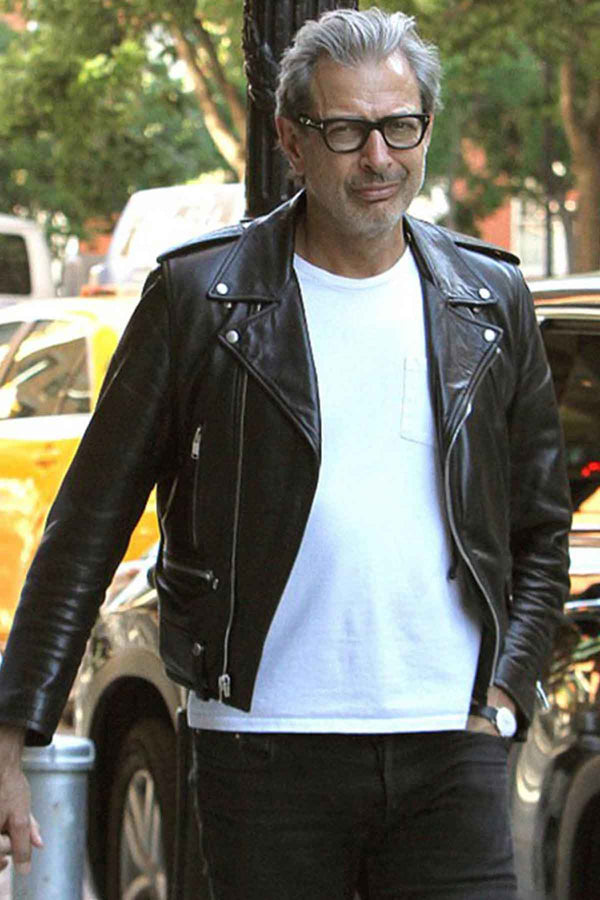 Jeff Goldblum style leather jacket for men in USA