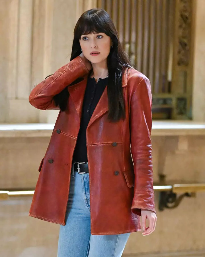 Dakota Johnson Madame Leather Coat