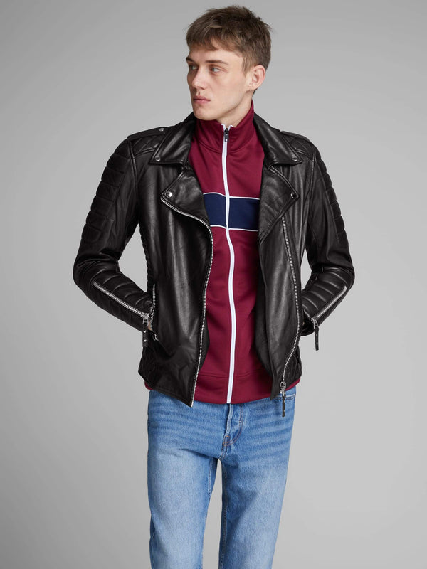 Biker Boom Sheep Napa Stylish Leather Jacket  for men