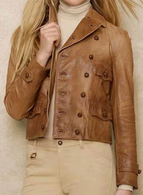 Super stylische Damen-Blazerjacke aus Vintage-Leder von TJS