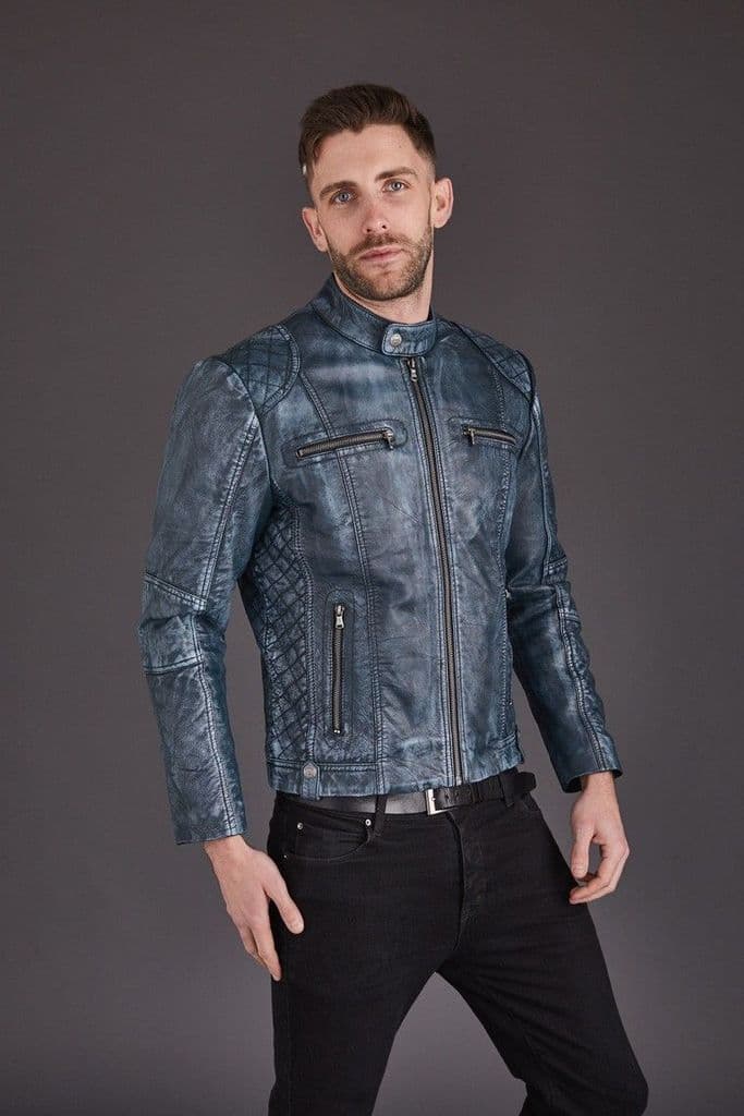 Men's Quilted Vintage Biker leather jacket in usa