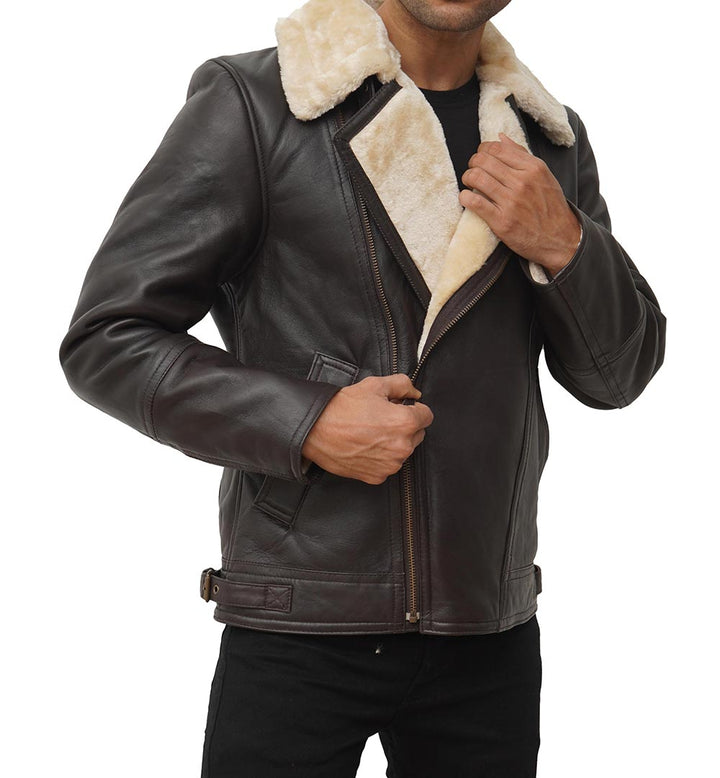 Brown Stylish biker leather jacket in usa