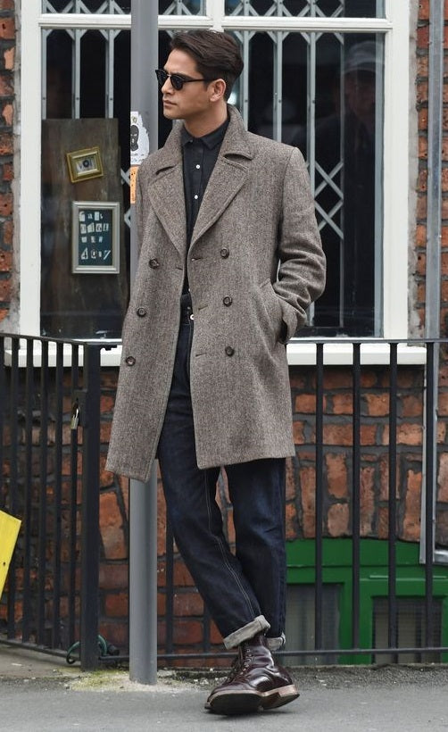 Luke Pasqualino-inspired vibrant wool trench coat for men in American style