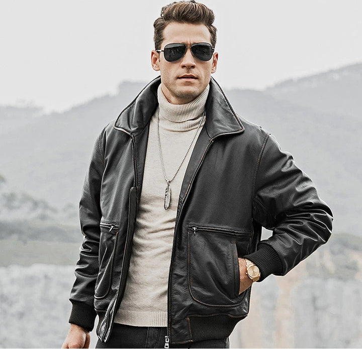 Real cow leather air force jacket