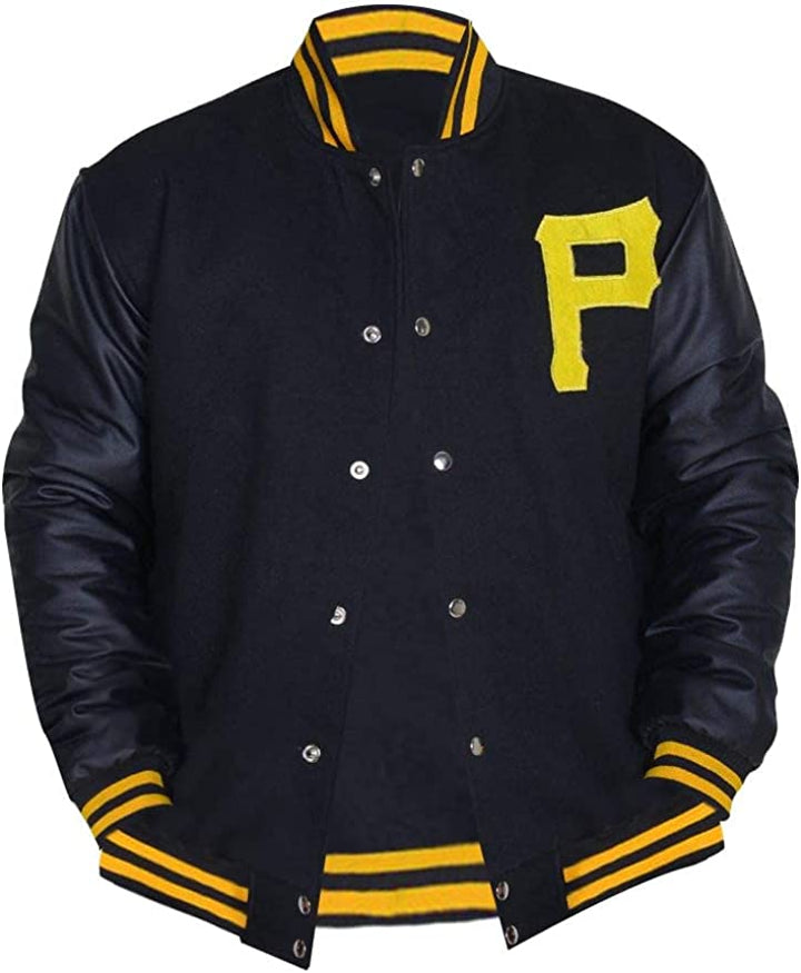 Majestic Varsity Black Letterman Bomber Jacket